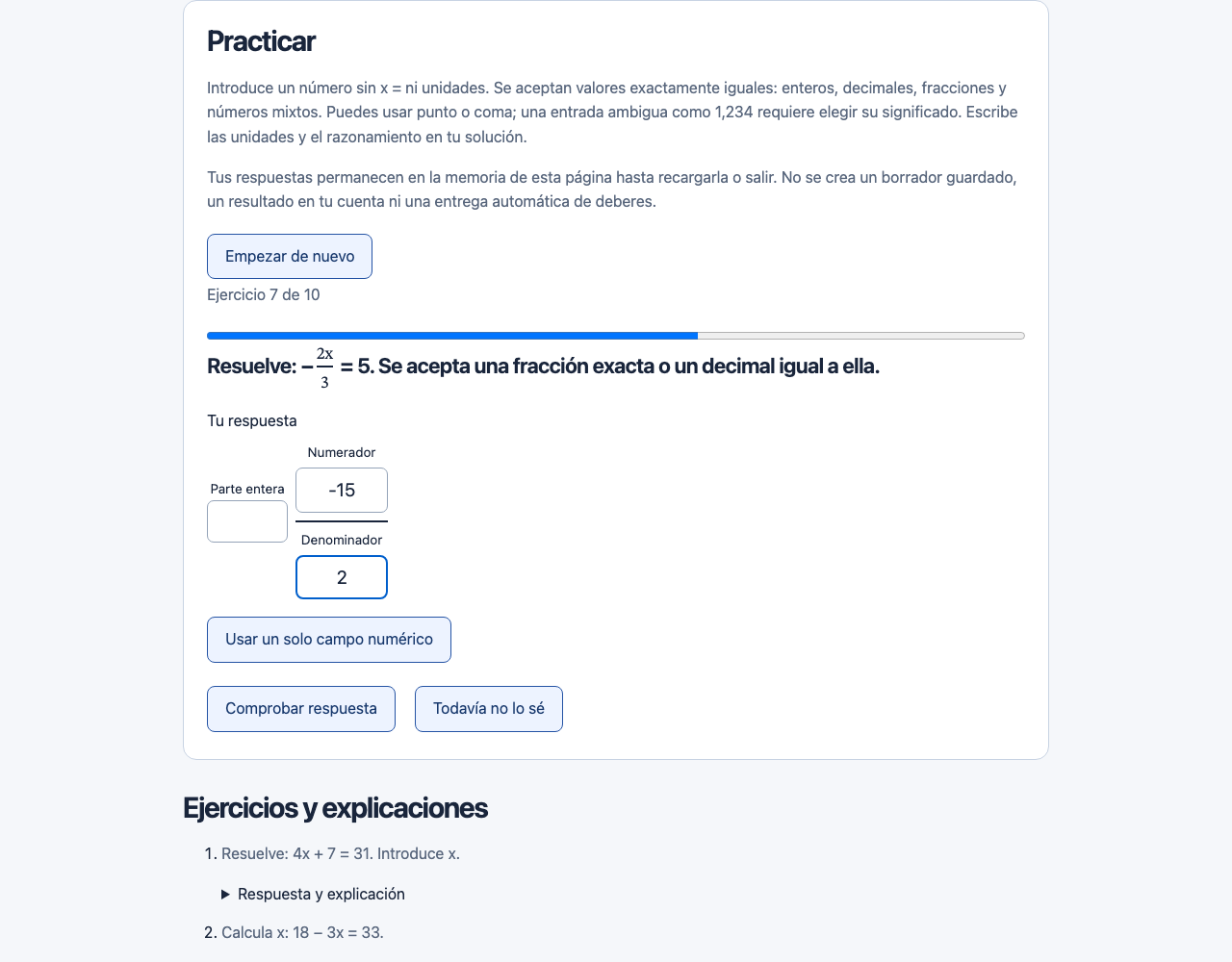 Cómo usar la práctica de álgebra